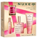 Set Nuxe: Prodigieux Floral, Scented Candle, 70 g + Prodigieux Floral, Shower Gel, All Over The Body, For All Skin Types, 100 ml + Prodigieux Floral Le Parfum, Eau De Parfum, For Women, 15 ml *Miniature + Huile Prodigieuse Multi-Purpose Floral, Body Oil, For Face, Body & Hair, 100 ml