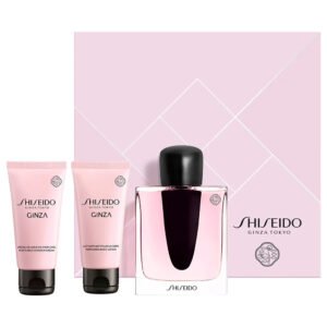 Set Shiseido: Ginza, Eau De Parfum, For Women, 50 ml + Ginza, Moisturizing, Body Lotion, 50 ml + Ginza, Cleansing, Shower Gel, For All Skin Types, 50 ml