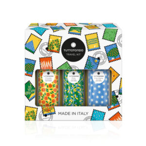 Travel Set Tuttotondo: Erbe Alpine, Relaxing, Body Lotion, 100 ml + Chinotto, Invigorating, Body Lotion, 100 ml + Mirto, Soothing, Body Lotion, 100 ml